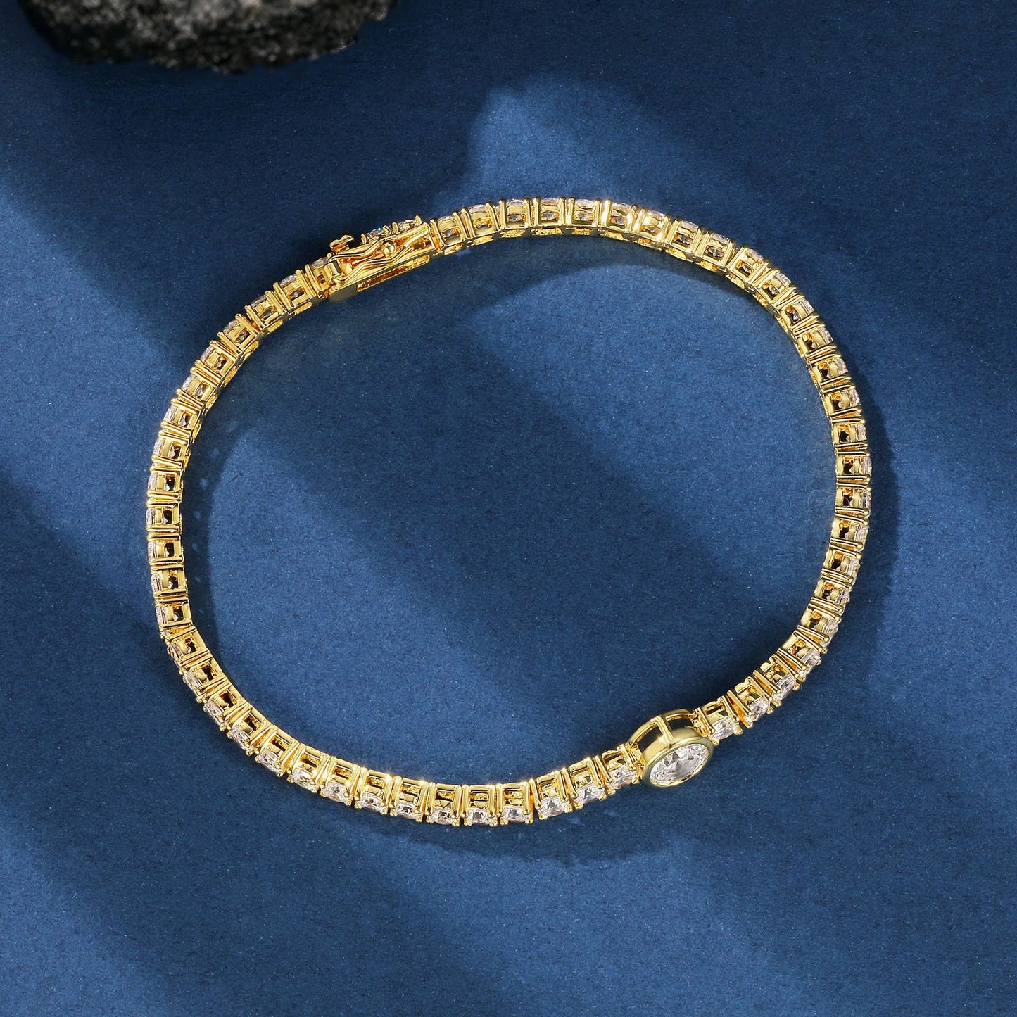Women's & Men's Gold Tennis Horoscope Buckle Zircon Bracelet