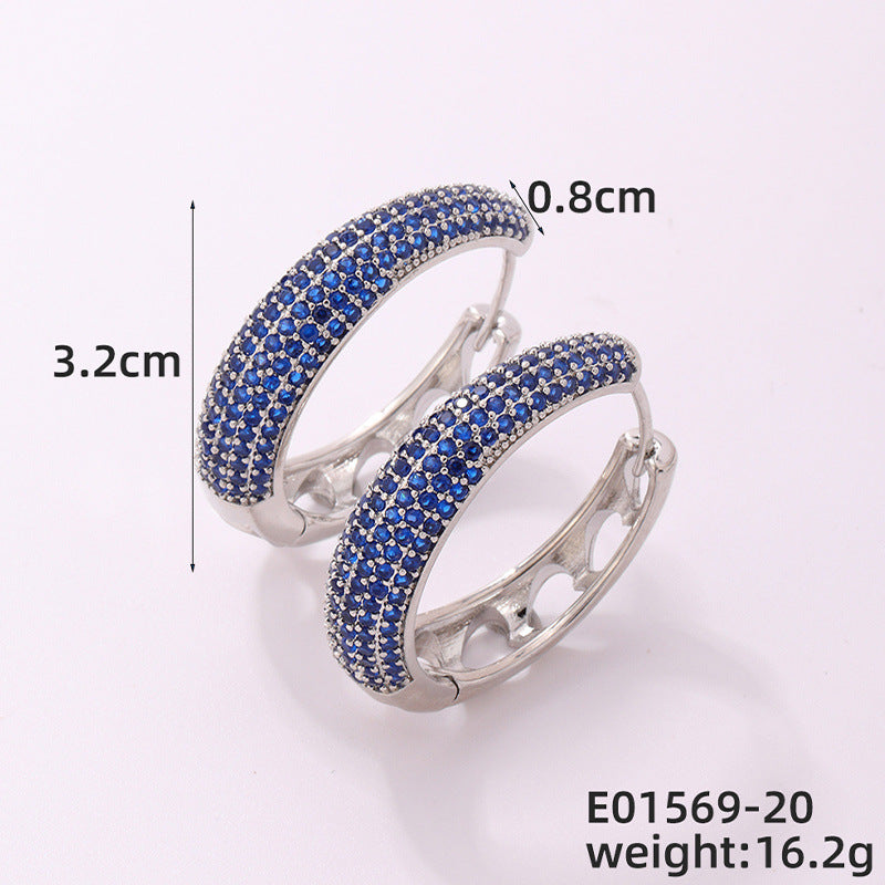 Round Micro Inlaid Zircon Clip Advanced Sense Earrings