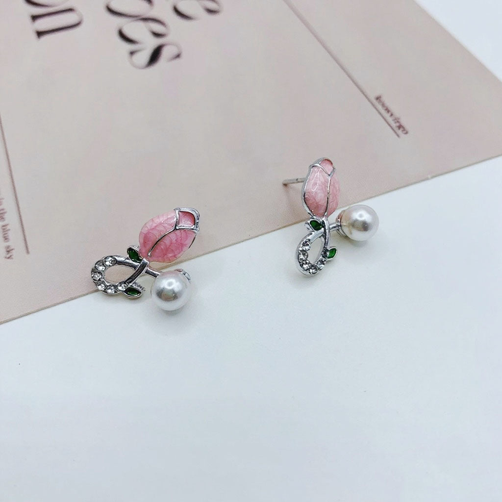 Flower Sweet Tulip Fresh Pure Design Cute Pearl Rings