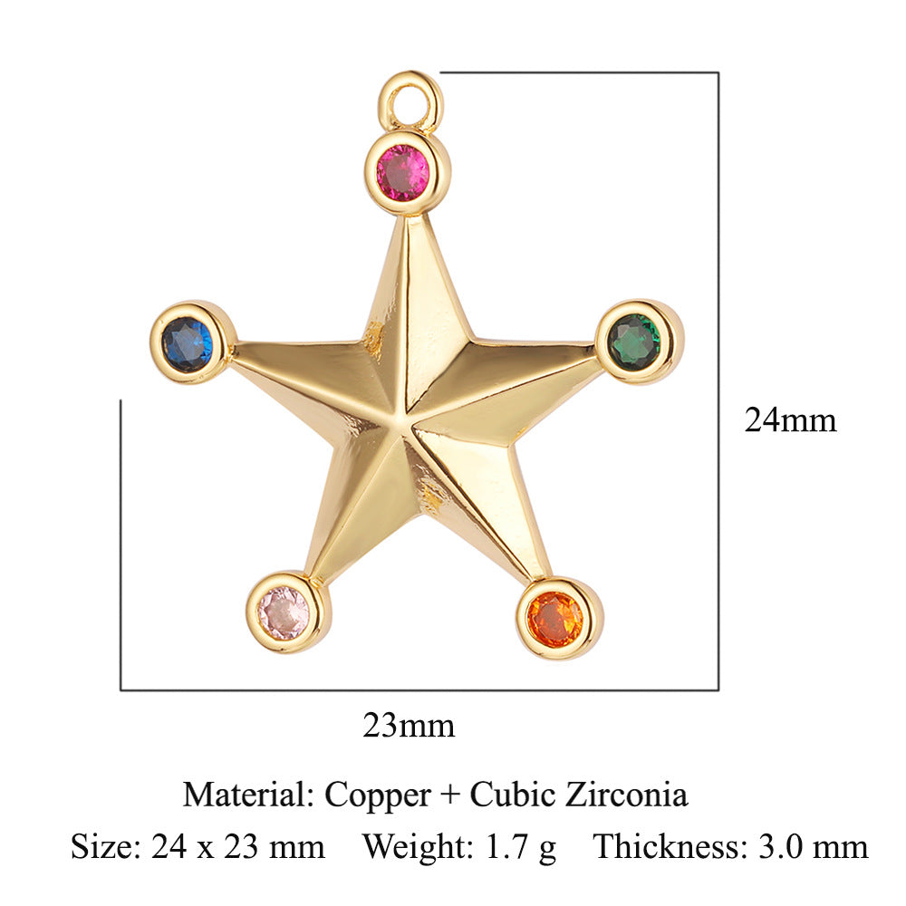 Star Moon Copper Zircon Devil's Eye Pendants