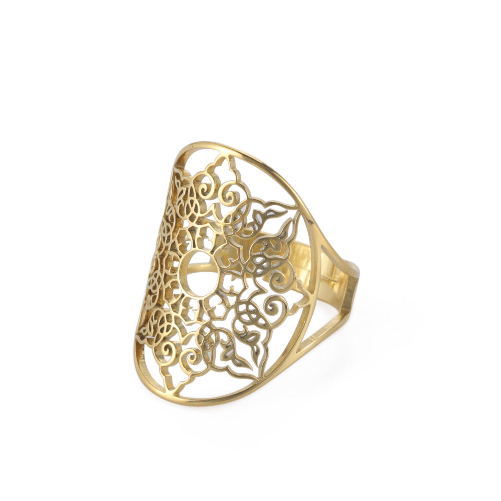 Women's Adjustable Stainless Steel Sacred Geometric For Charm Rings