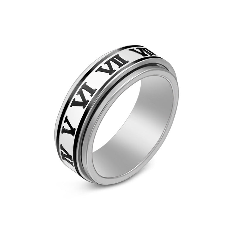 Rotatable Stainless Steel Corrosion Roman Numerals Rings