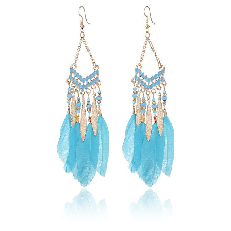 Bohemian Feather High-grade Yunnan Tourism Holiday Earrings