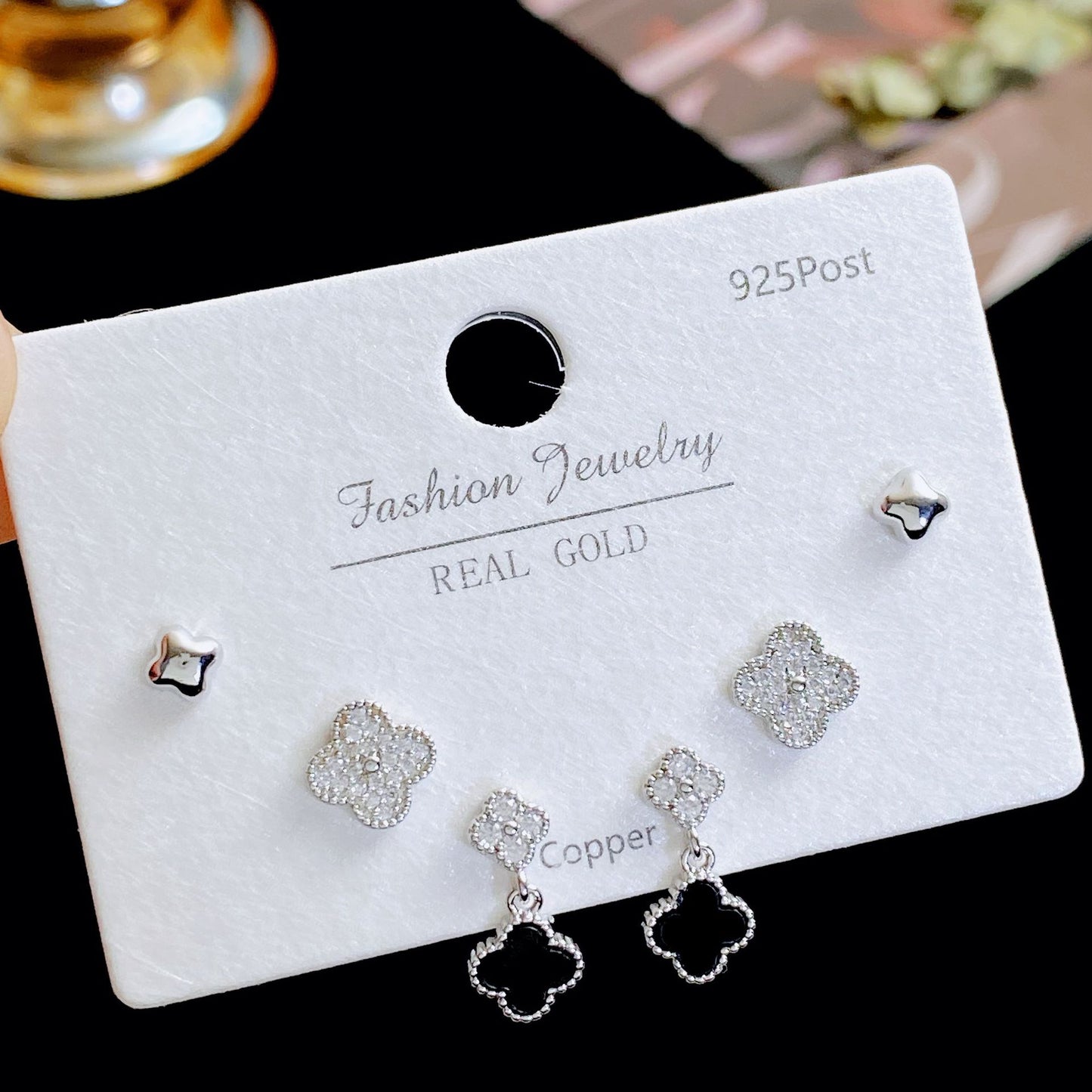 Women's Needle Simple Series Three Pairs Storage Ear Rings