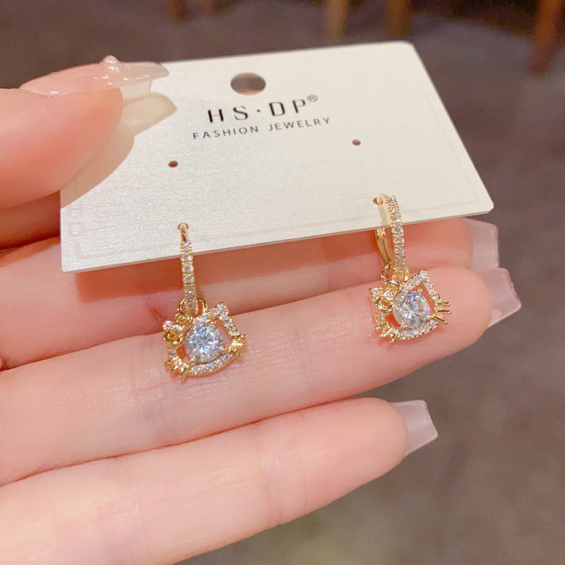 Women's Zircon Cat Clip Temperament Entry Lux Simple Ear Buckle