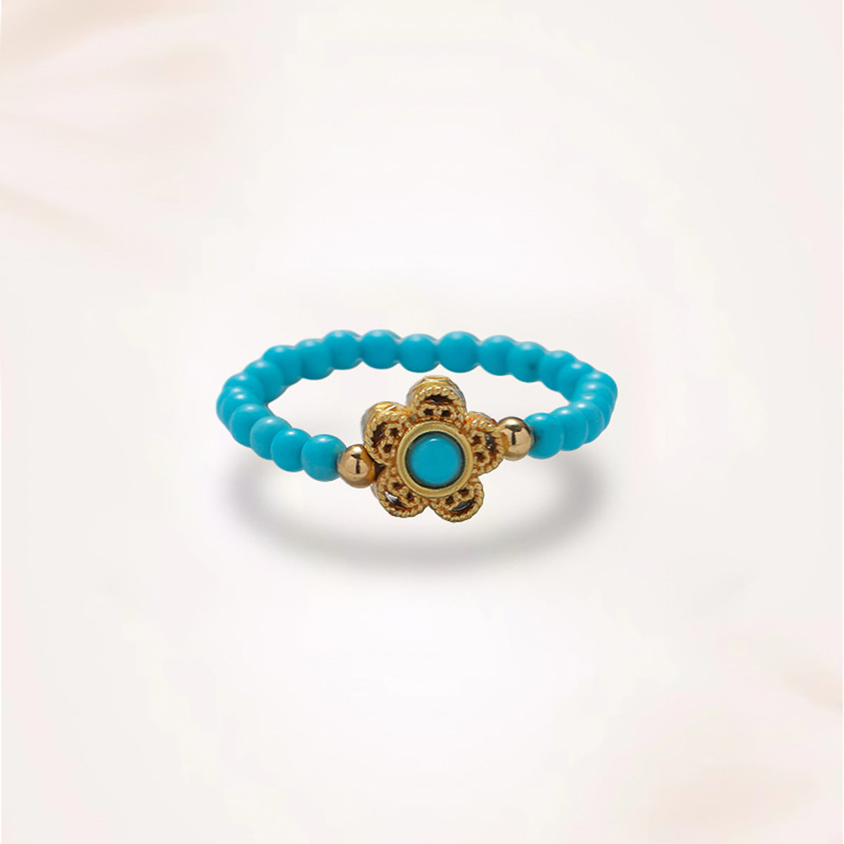 Women's Simple Fashion Design Natural Stone Turquoise Hand-woven Beads Rings