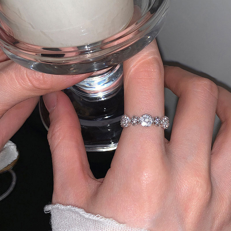 Niche Design Zircon Flower Female Light Luxury Trendy Unique Ring
