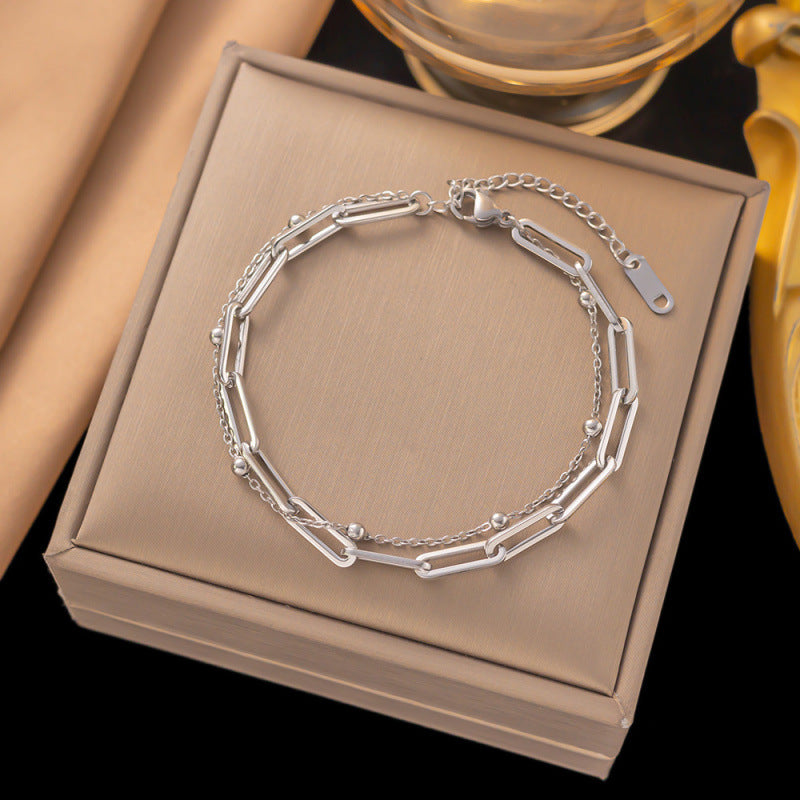 Titanium Steel Female Gold Fashion Light Luxury High Bracelets