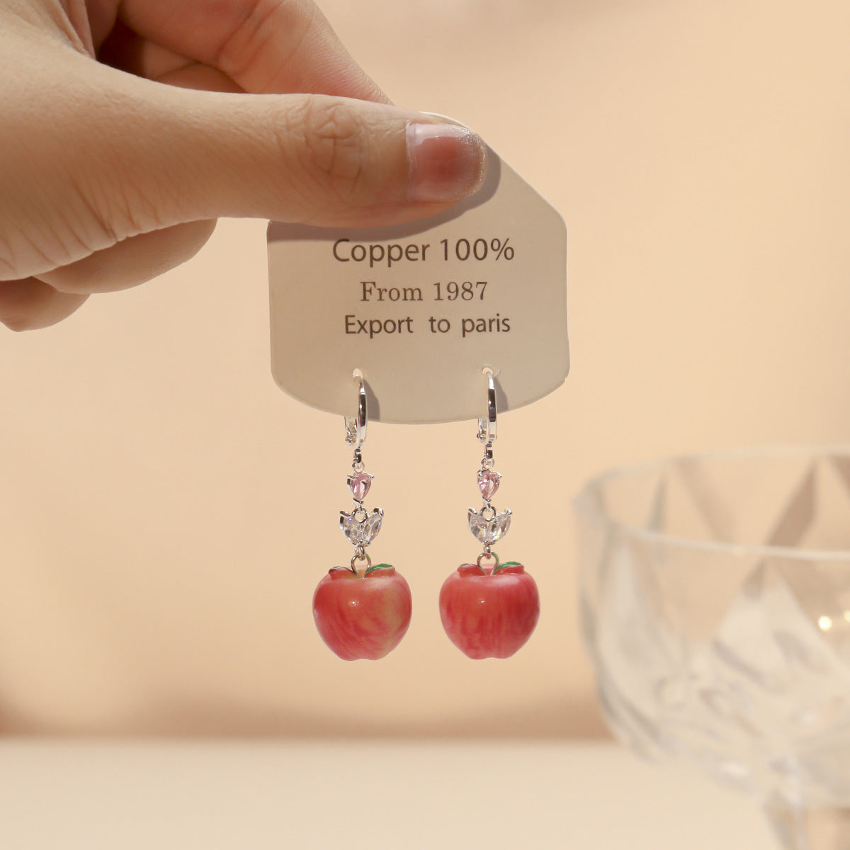 Zircon Simulation Apple Fruit Clip Cute Ear Buckle