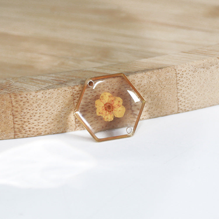 Hexagonal Dried Flower Gold Sier Colored Flowers Bracelets