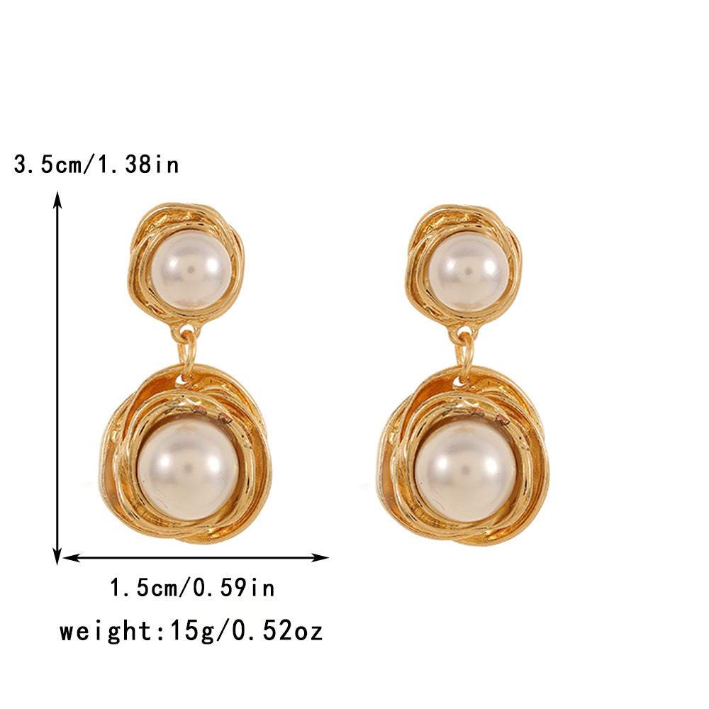 Vintage Hepburn Style Metal French Design Earrings