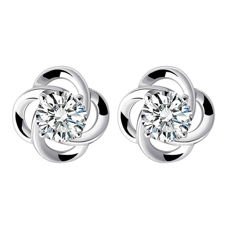 Zircon Sier Needle Love Moissanite Simulation Geometric Earrings