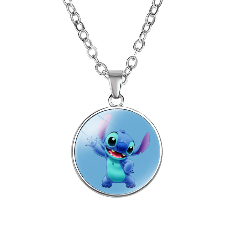 Children's Star Stitch Cartoon Pattern Time Stone Necklaces