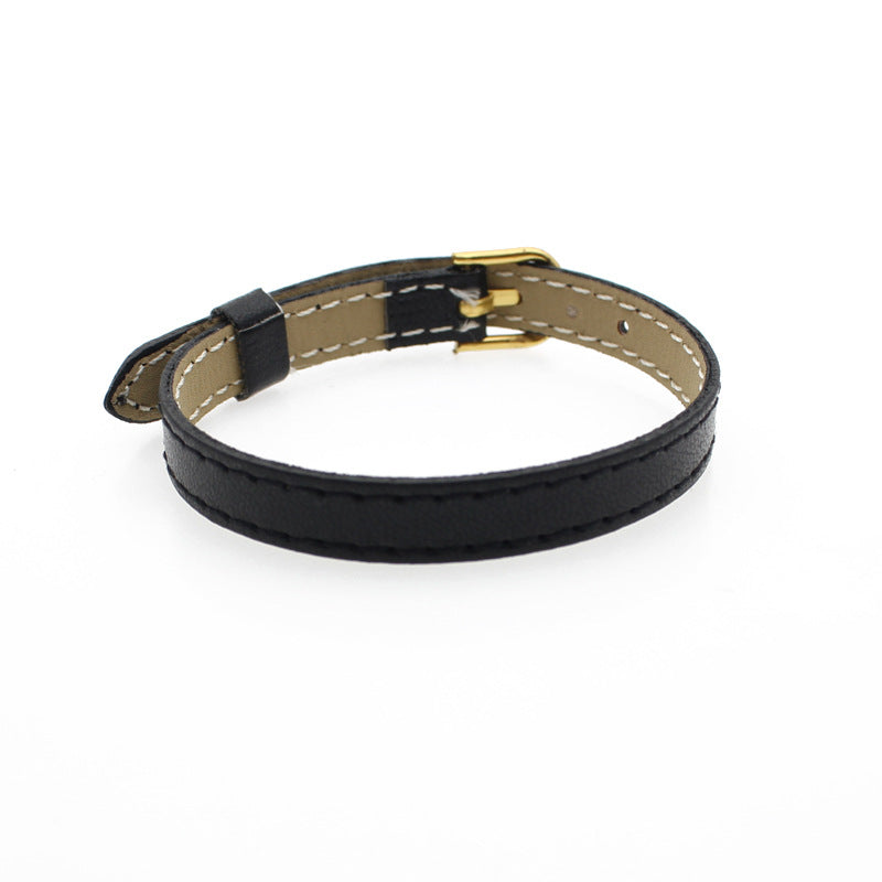 Buckle Imitation Leather Hand Strap Stitching Letter Drop Bracelet