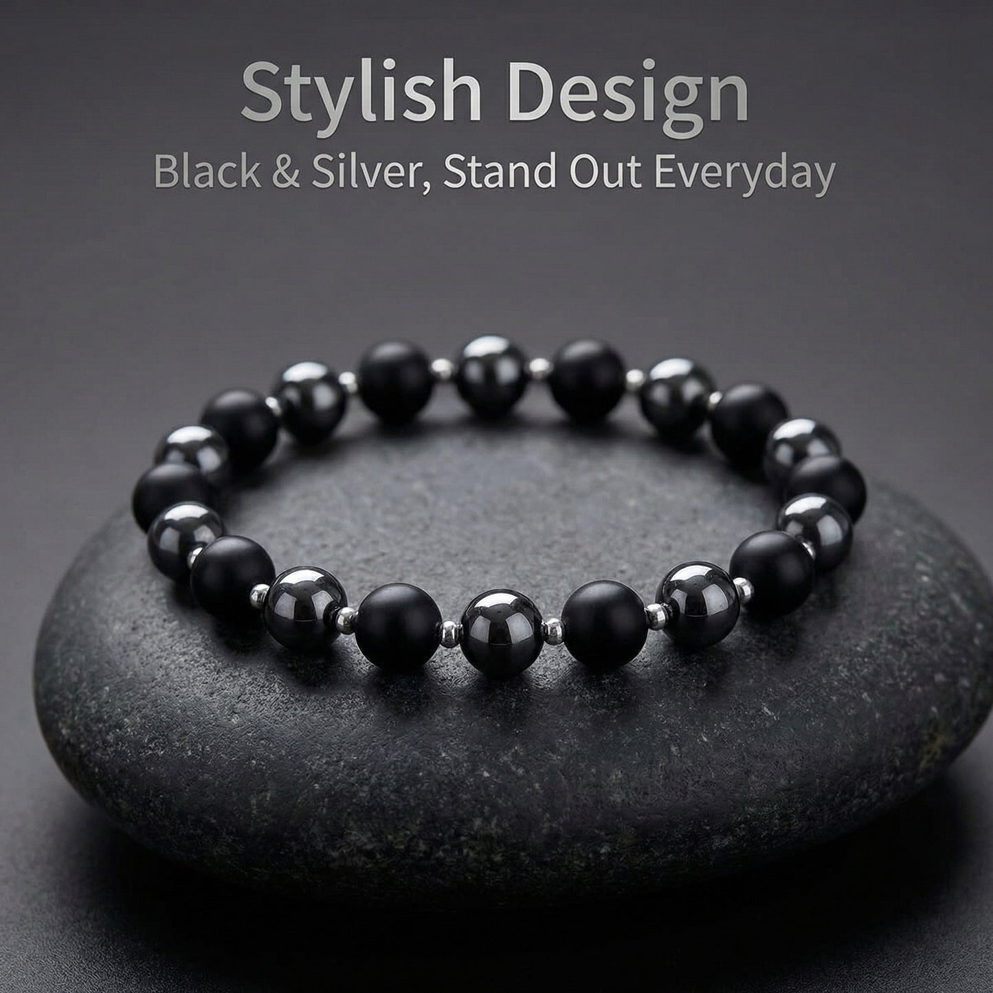 Women's & Men's Haematite Magnetic Therapy Simple Beaded Stretch Brazil Bracelets
