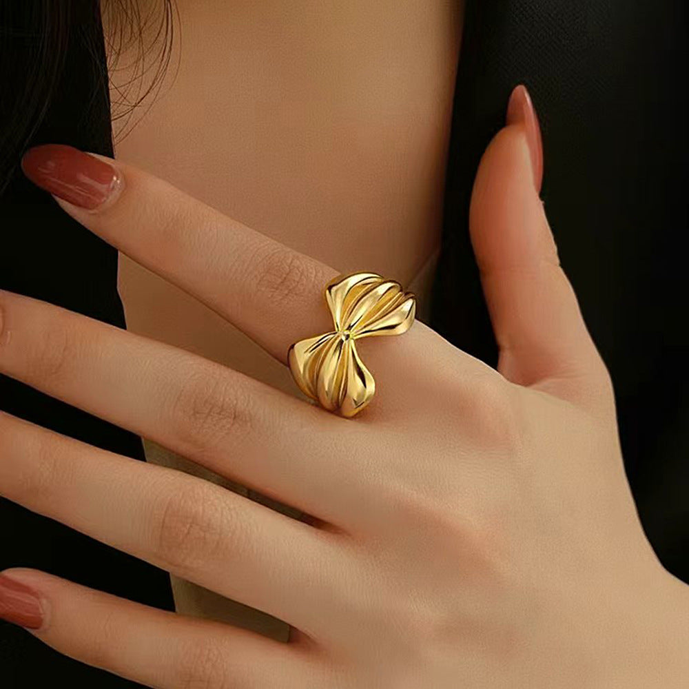 Women's & Men's Vintage Oil Pressure Stainless Steel Open Ring
