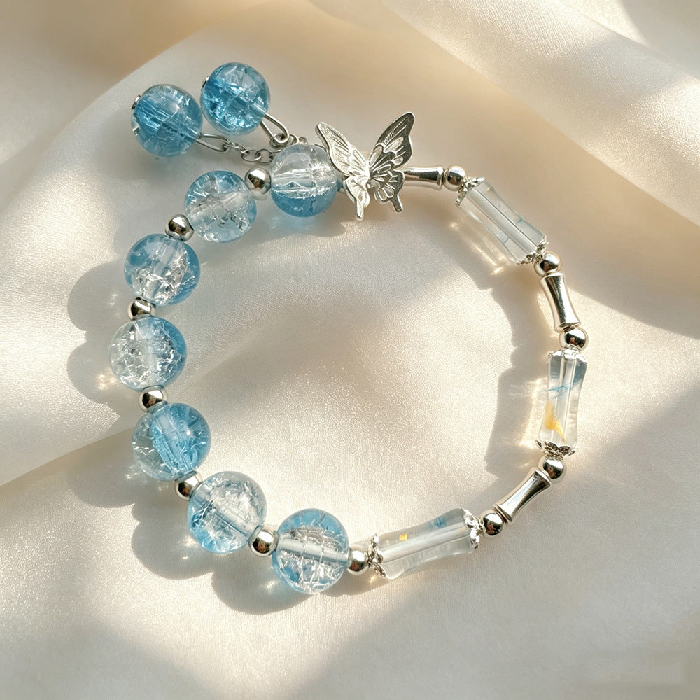 Transparent Bamboo Glazed Female Butterfly Floral High-grade Live Broadcast Scenic Bracelet