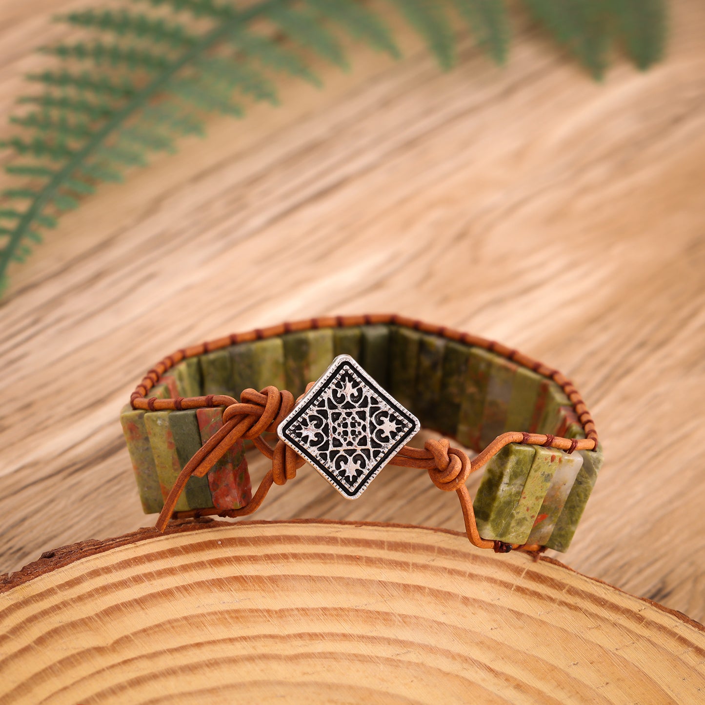 Natural Stone Imitated Handmade Woven Leather String Bohemian Bracelets