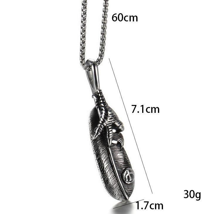 Promotional Feather Eagle Hand-held Stainless Steel Titanium Vintage Clavicle Necklace