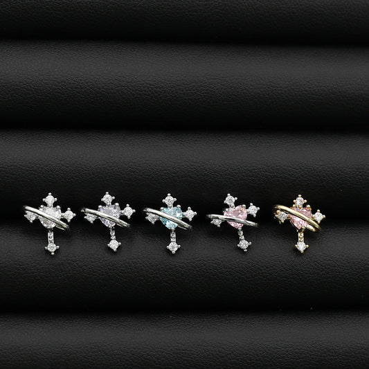 Heart Star Rail Cross Ear Bone Earrings