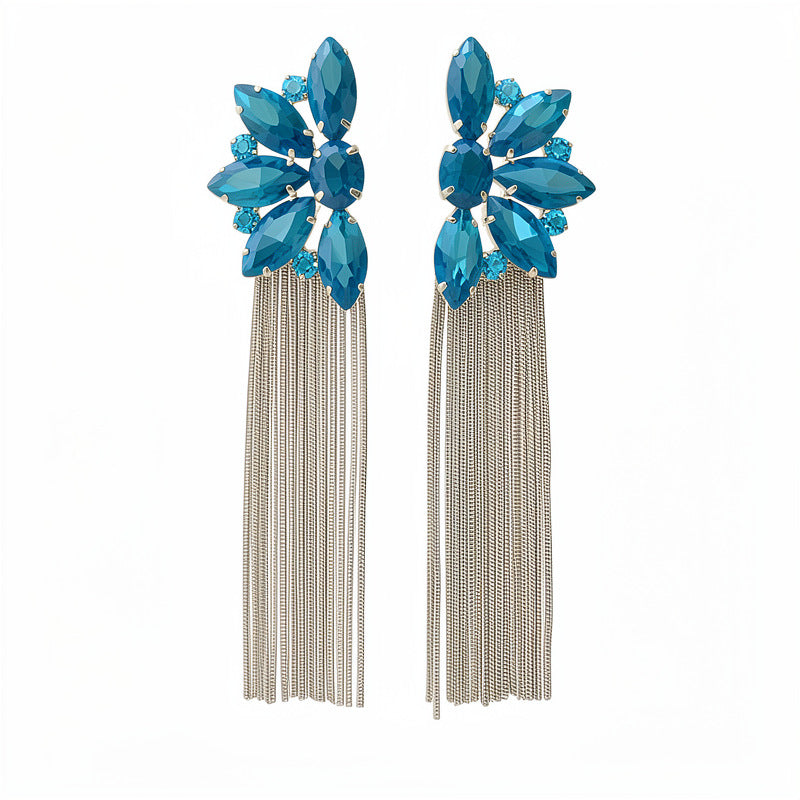 Sier Flower Tassel Light Luxury High-grade Earrings