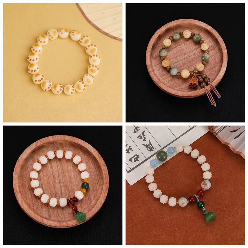 Pumpkin Lotus Beads White Jade Bodhi Rich Flower Charcoal Bracelets