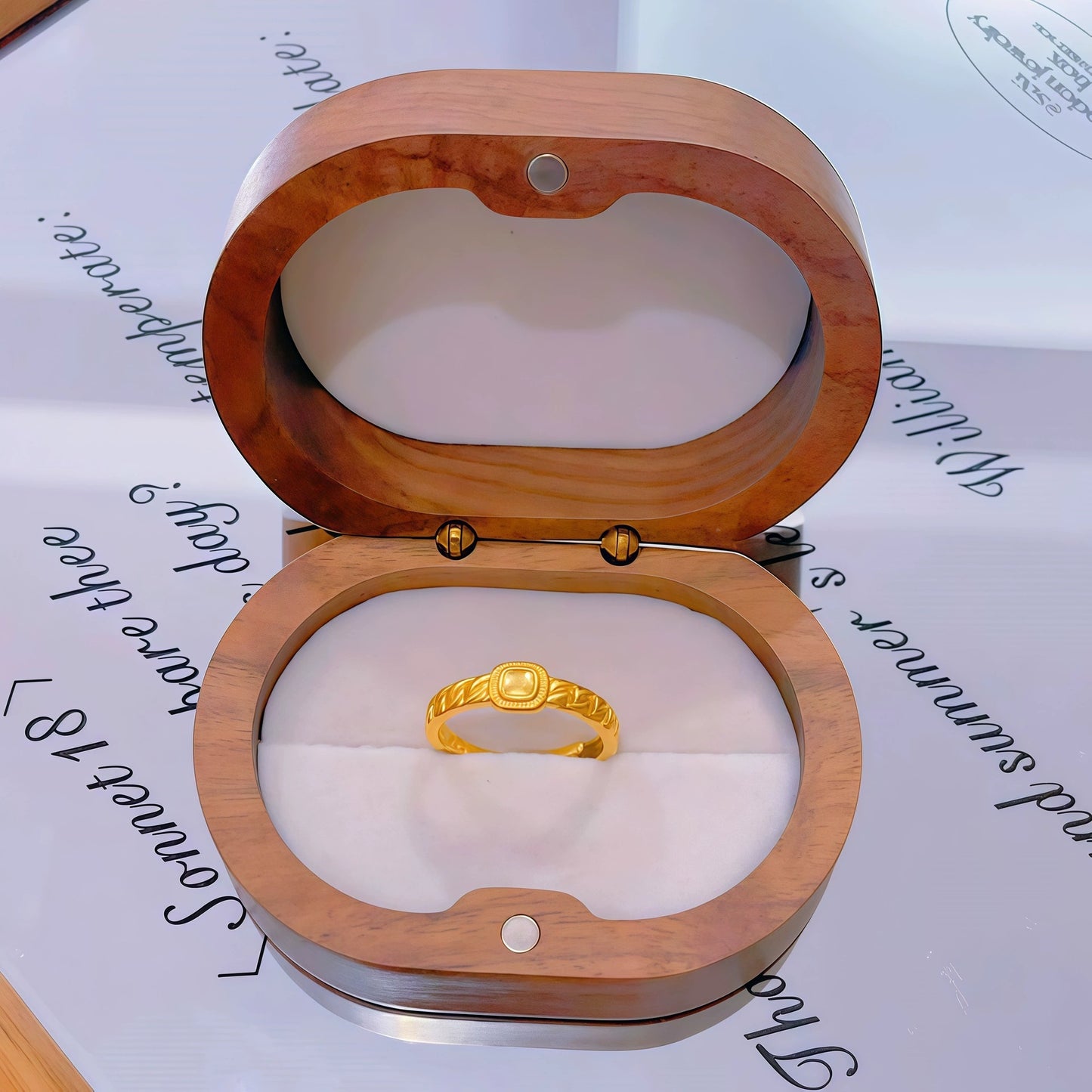 Gold Ancient Brushed Flower Niche Design Light Luxury Open Rings