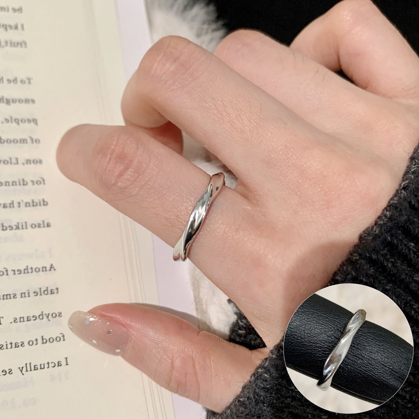 Women's Circle Exquisite Bow Loving Heart With Opening Style Index Ring