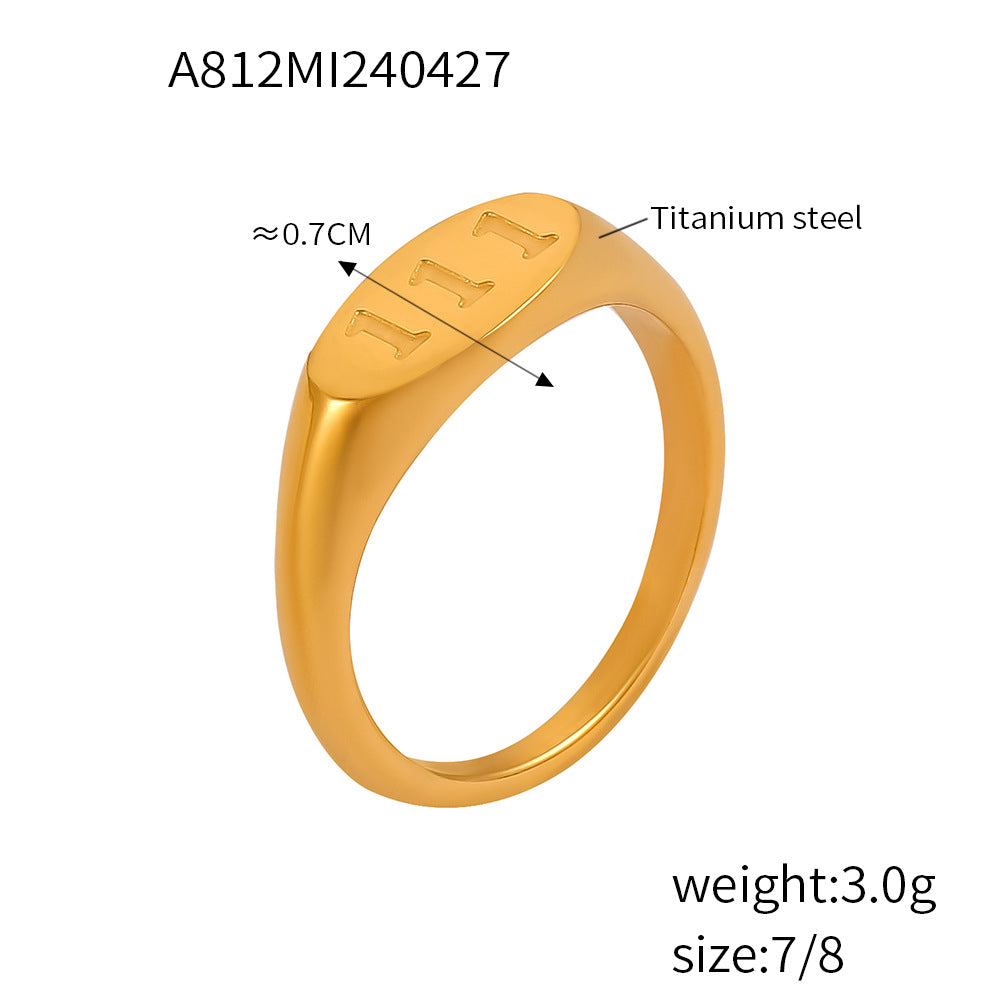 Simple Elegant Index Finger Lucky Number Design Titanium Rings