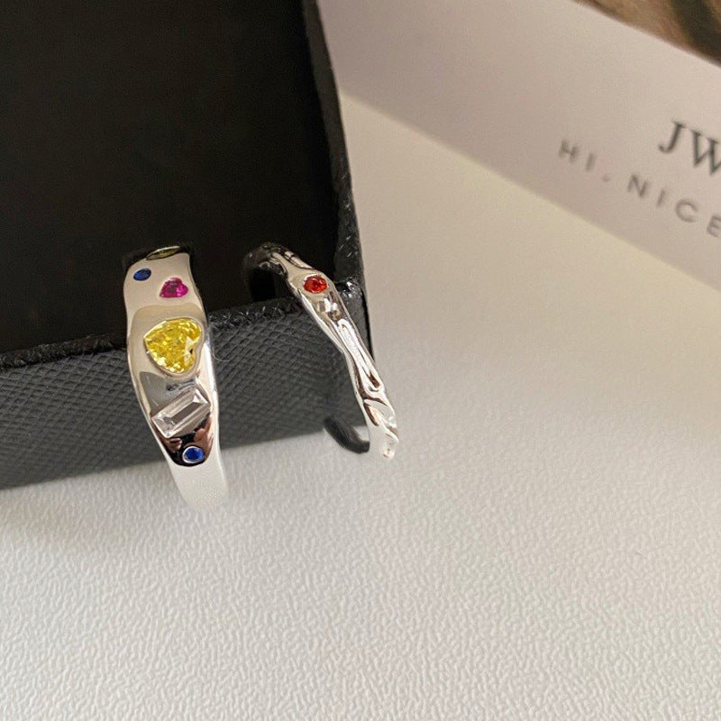 Crystals Zircon Heart-shaped Open Heart Design Ring