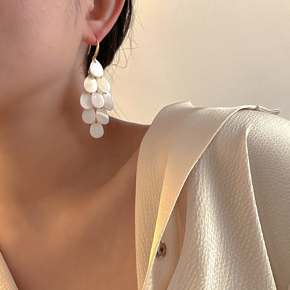 Water Drop Shell Patch Female Trendy Long Earrings