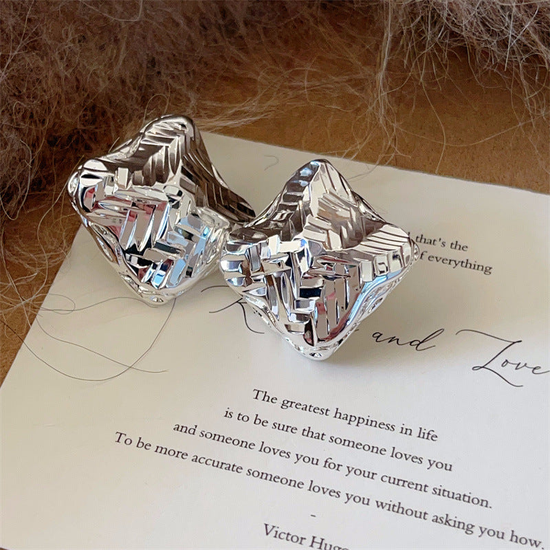 Trendy Cold Style Irregular Pleated Mesh Texture Exaggerated Earrings