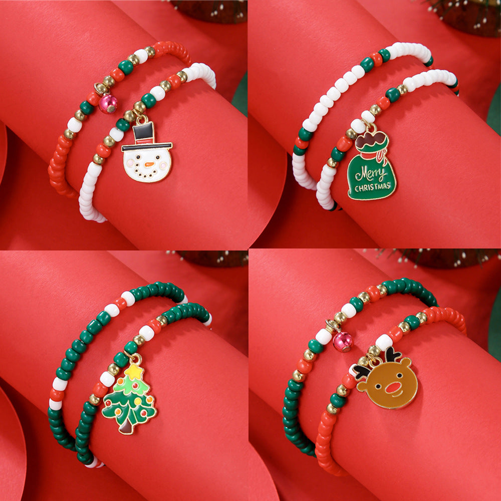 Christmas Carrying Strap Micro Glass Bead Bracelets