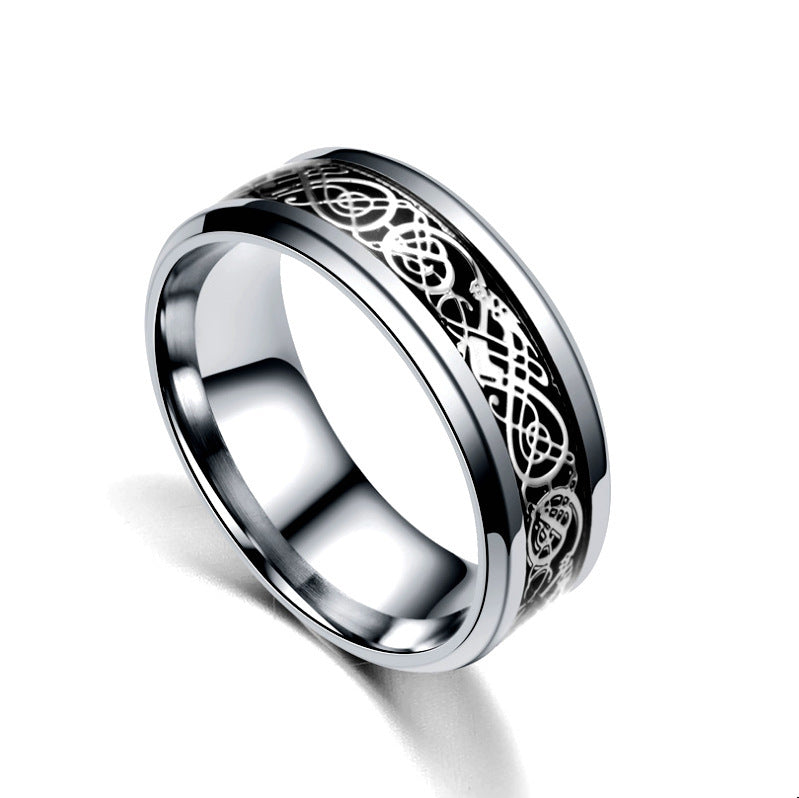 Men's Ornament Titanium Steel Stainless Dragon Pattern Rings