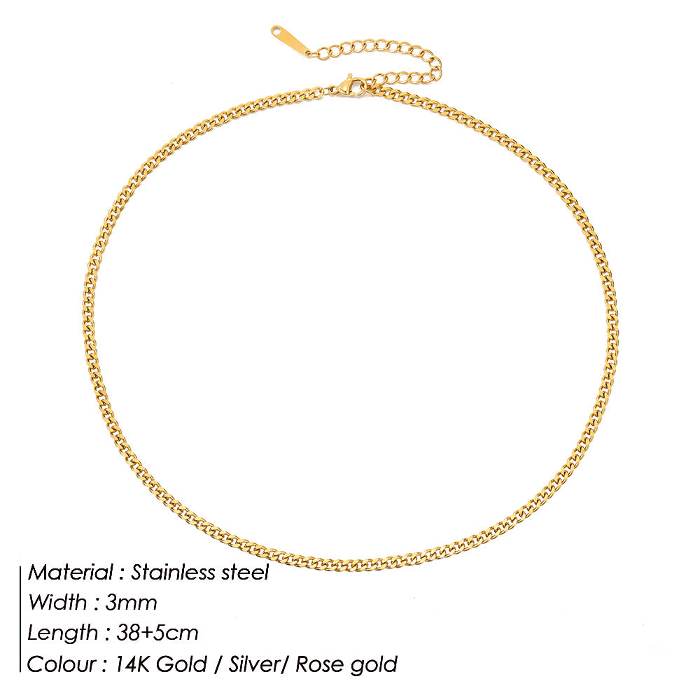 Women's & Men's Cuban Link Chain Stainless Steel Street Necklaces