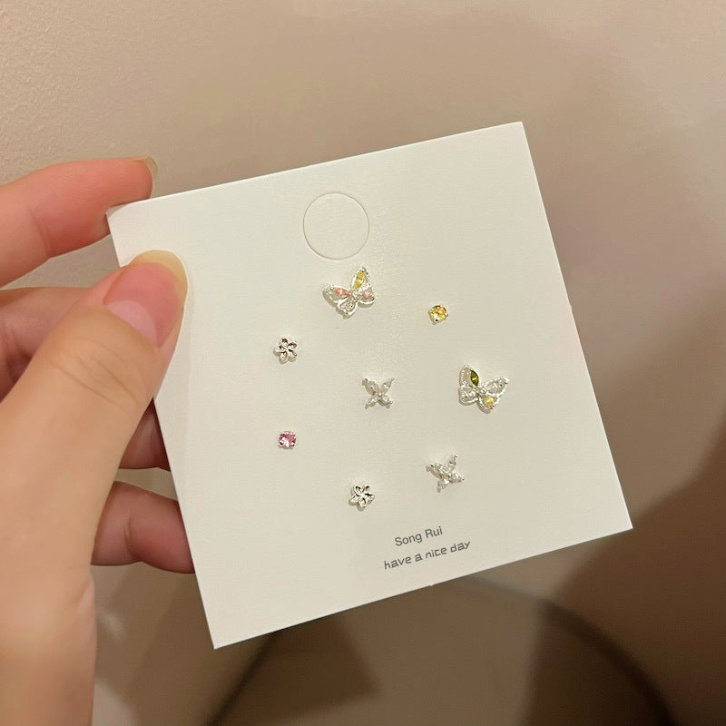 Colorful Zircon Butterfly Sweet Super Fairy Fashion Exquisite Female Niche Earrings