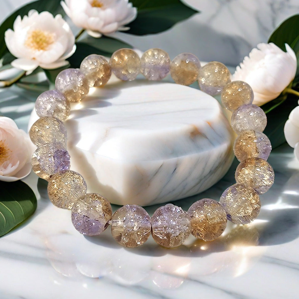 Purple Brushed Floral Beads Female Hand Toy Bracelet