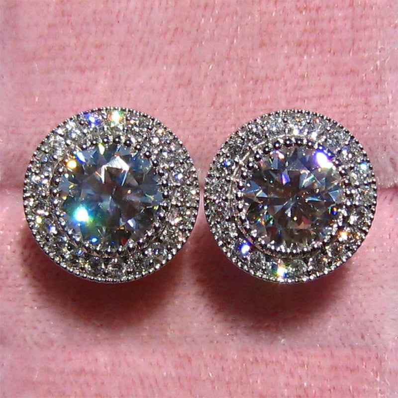 Inlaid Super Shiny Round Zircon Full-jeweled Stud Earrings