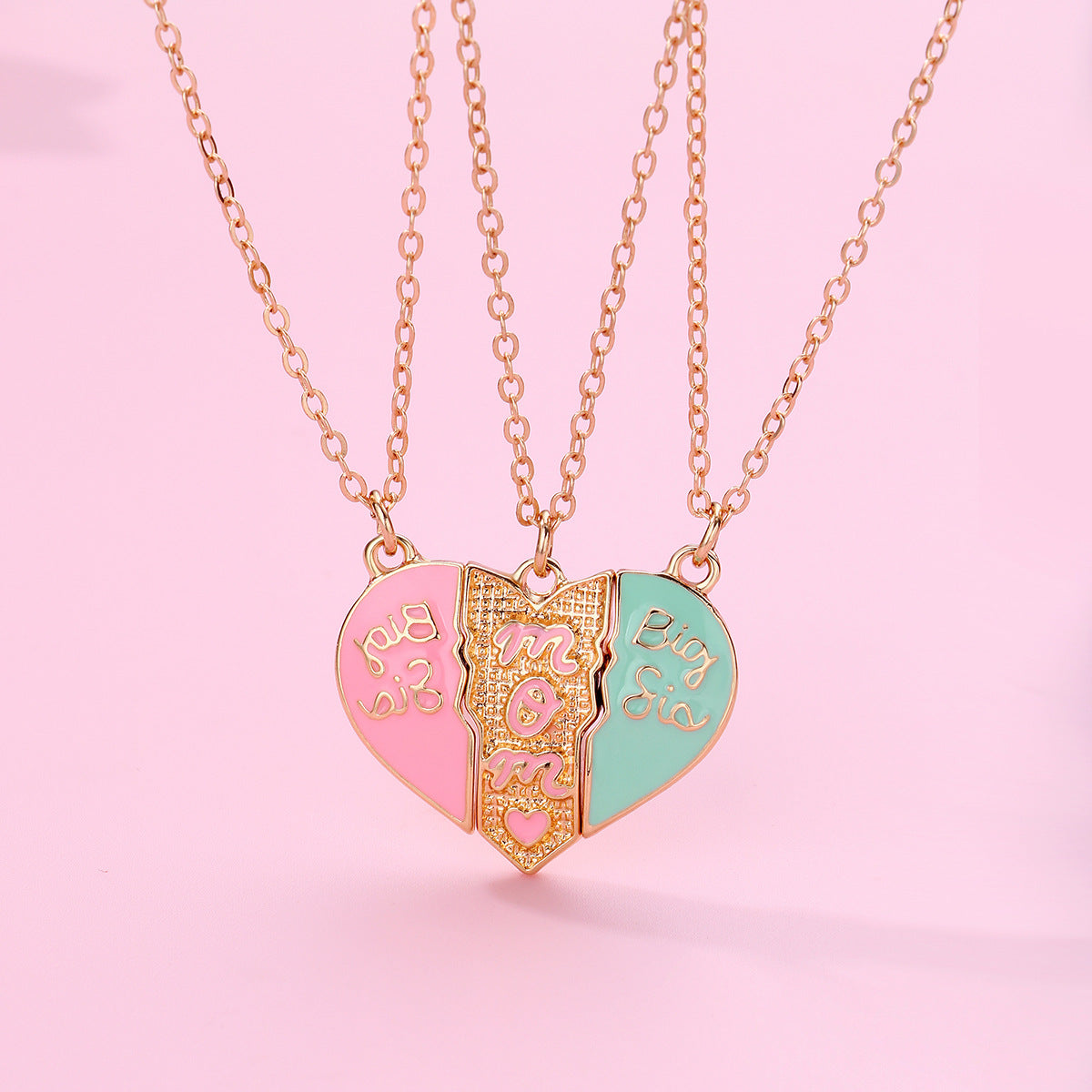 Children's Mother's Day Cartoon Heart-shaped Alloy Dripping Necklaces