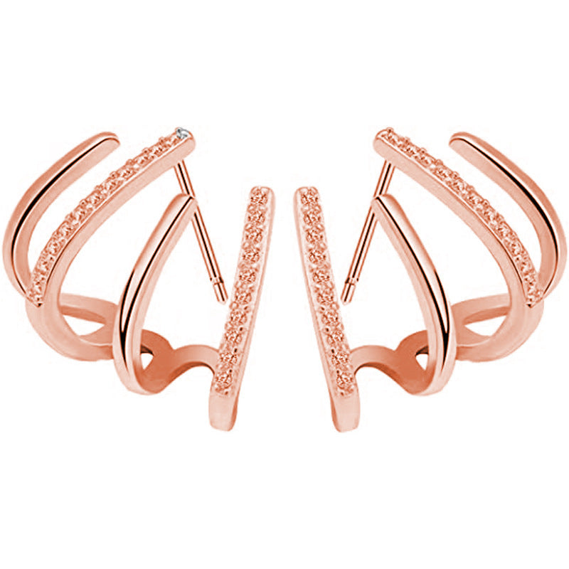 Simple Exquisite Little Winding Cuff Zircon Cold Earrings