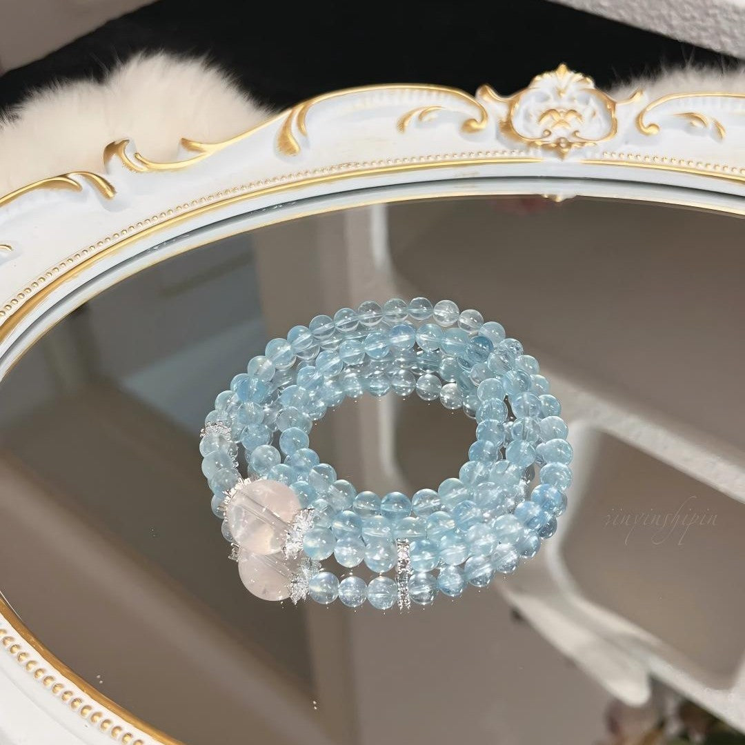 Three-ring Female Artificial White Chalcedony Business Fortune Light Bracelets