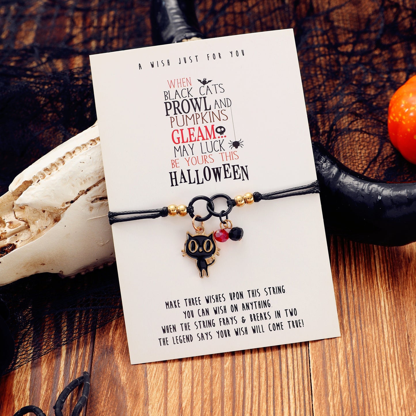 Women's Dark Vintage Black Cat Ghost Blood Bracelets