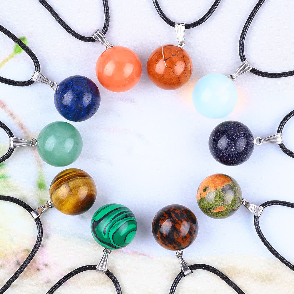 Stone Ball Punch Round Accessories Colorful Crystal Pendants