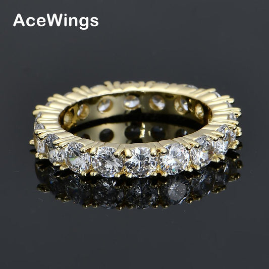 Men's Hip Hop Claw Inlaid Zircon Gold Ring