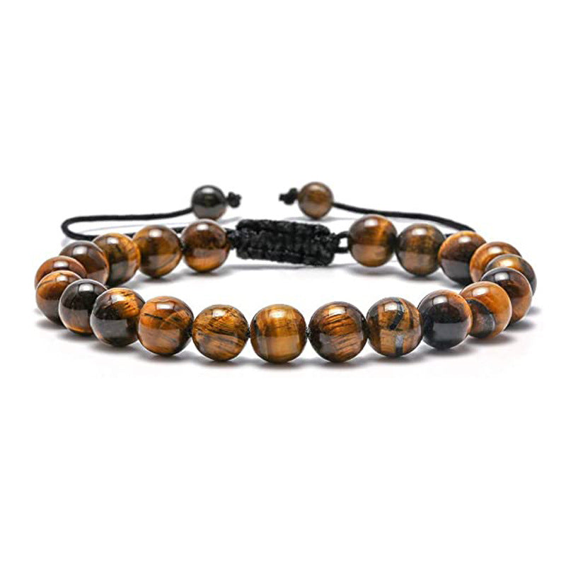 White Turquoise Woven Tigereye Lava Stone Bracelet