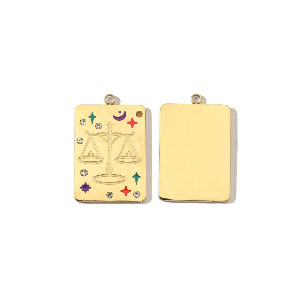 Real Gold Constellation Square Colorful Crystals Pendants