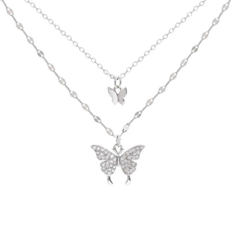 Women's Diamond Butterfly Clavicle Chain Niche Design Necklaces