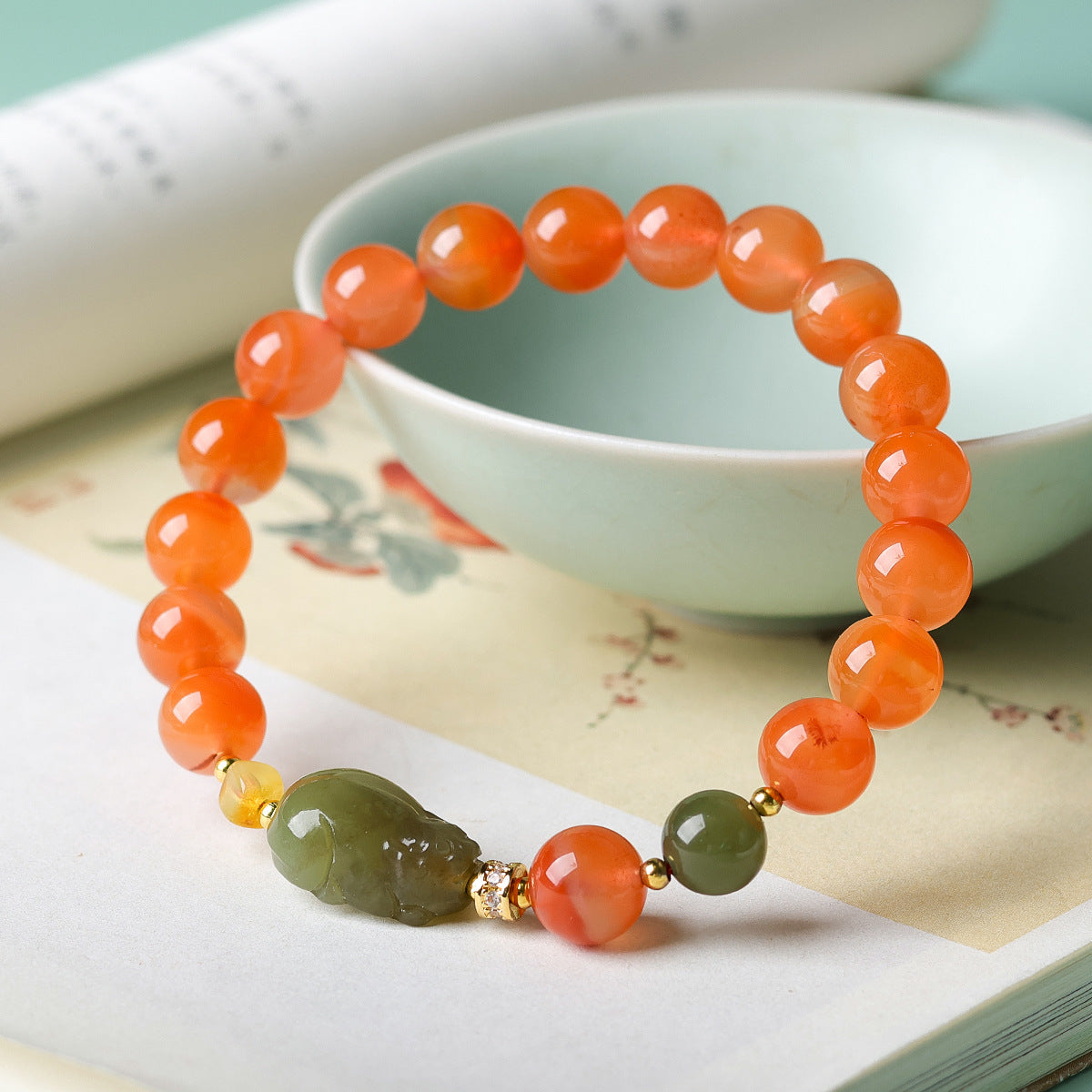 Southern Red Agate Chinese Style Crafts Jade Lucky Bracelet