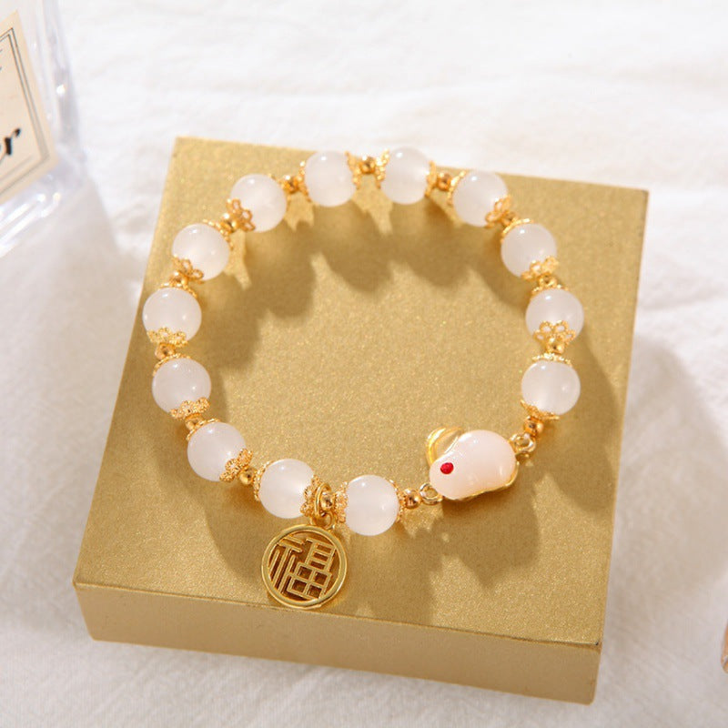 Female Aquamarine Gray Moonlight Natural Crystal Bracelet
