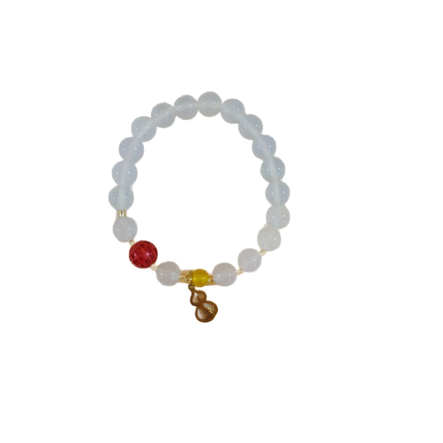 Temple White Agate Gourd With Red Strawberry Girlfriend Bracelet